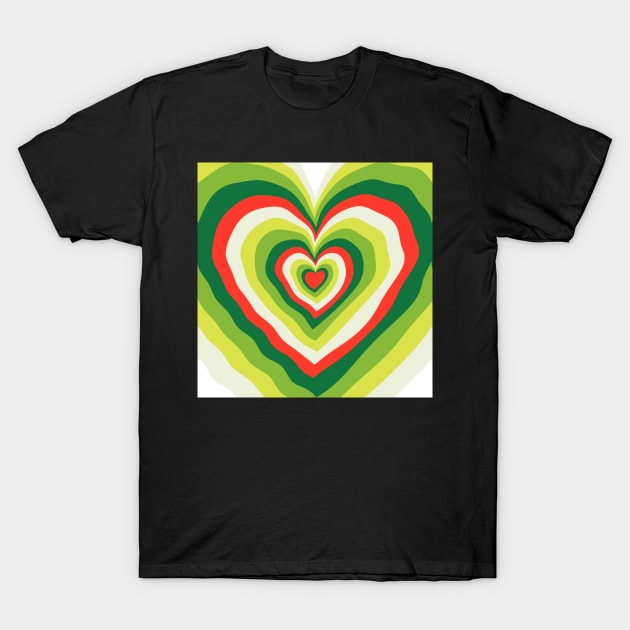 Abstract of Christmas Colored Heart Pattern T-Shirt by Peaceful Space AS